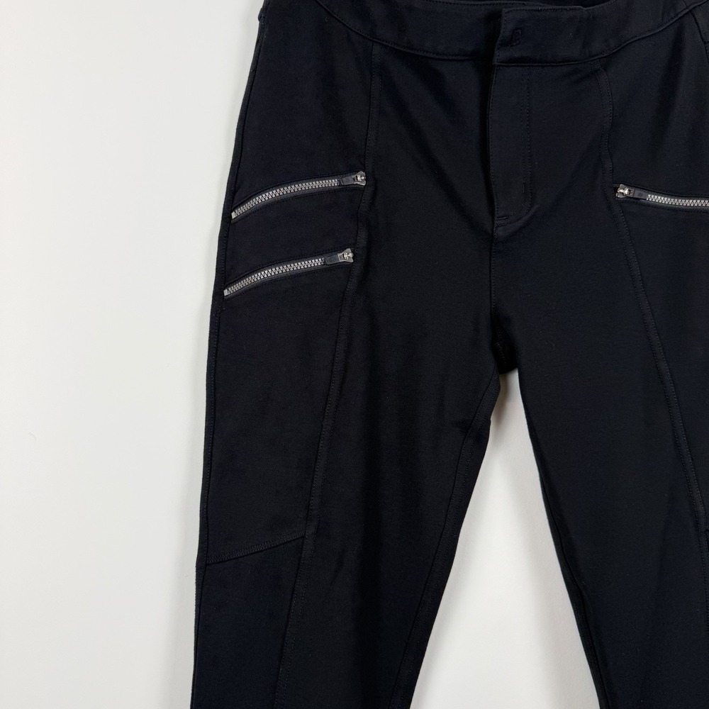 Athleta Ponte Moto Black Pants S8 Slim Fit Zip Pocket Stretch Active Travel - Picture 5 of 16